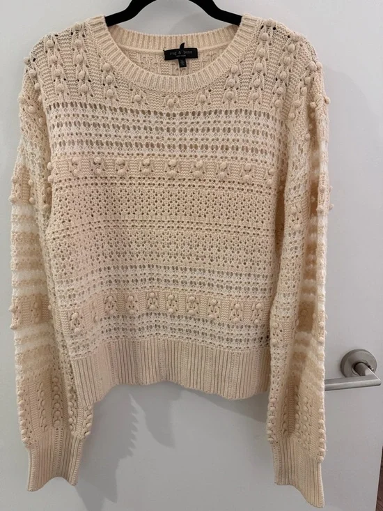 rag & bone Cream Openwork Crewneck Sweater - great condition - Picture 1 of 6